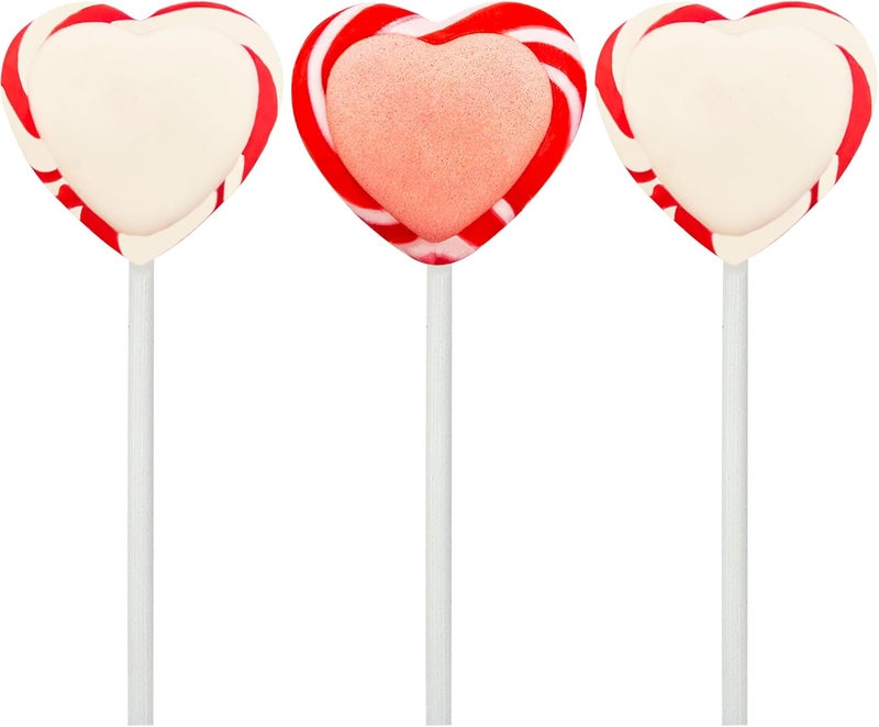 Fruidles Valentine's Red and White Swirl Heart Lollipops (24-Pack) - Image 1